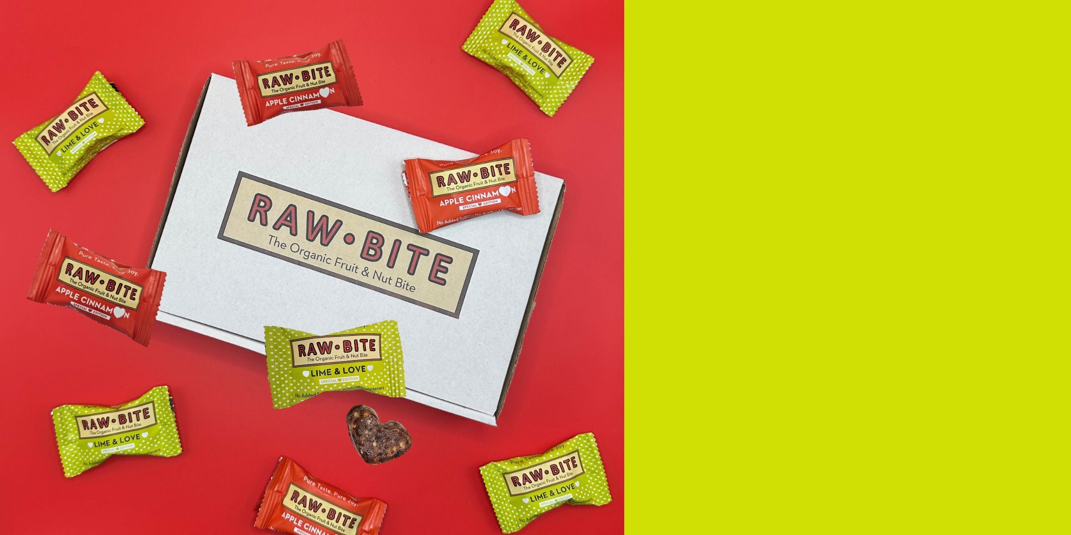 RAWBITE box med 20 x Apple Cinnamon og Lime